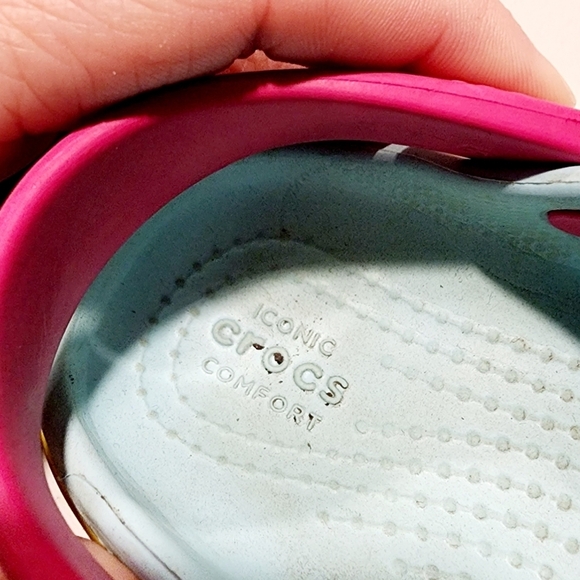 Crocs Light Blue Pink Unicorn Light Up Hearts Rubber Clog Shoe Baby Size 7 - Picture 8 of 10